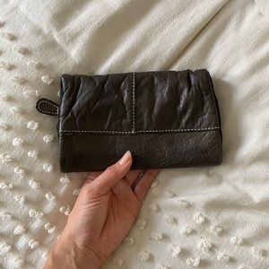 Dark gray leather free people clutch